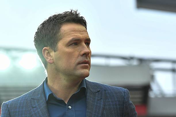 Former England football player Michael Owen arrives at Anfield for the English Premier League football match between Liverpool and Swansea City at ...