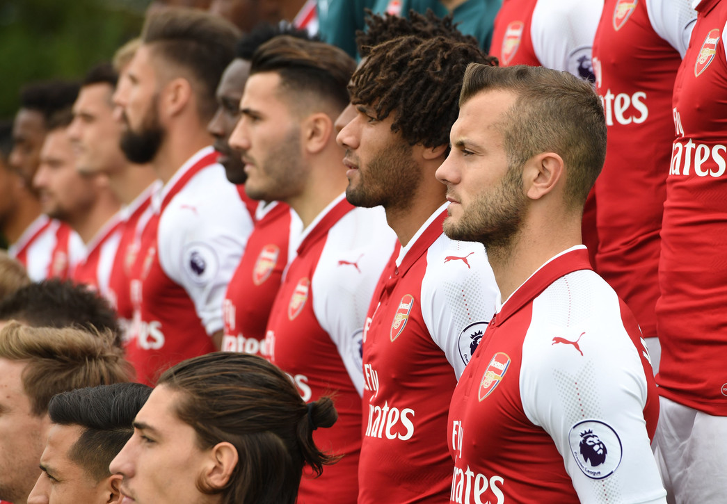 ST ALBANS, ENGLAND - SEPTEMBER 12: Jack Wilshere of Arsenal during the 1st team squad photocall at London Colney on September 12, 2017 in St Albans, England. (Photo by David Price/Arsenal FC via Getty Images) 