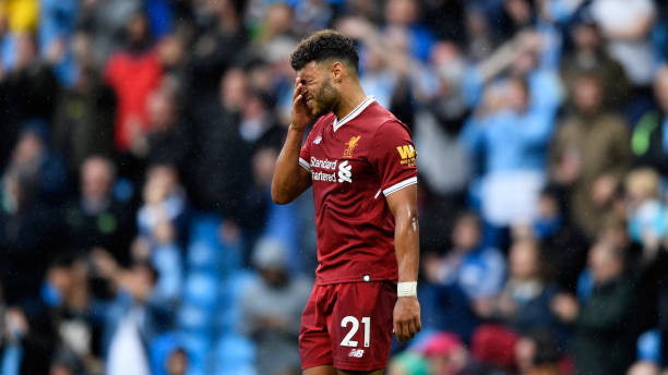 MANCHESTER, ENGLAND - SEPTEMBER 09: Alex Oxlade-Chamberlain of Liverpool reacts after the Premier League match between Manchester City and Liverpoo...