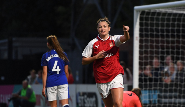 Jodie Taylor scoring for Arsenal at Watford