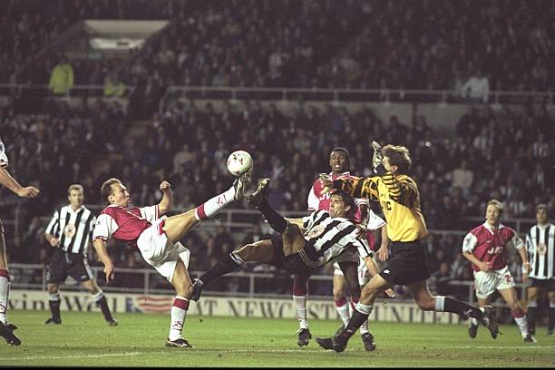 Unsung Arsenal heroes: John Lukic 6 30 Nov 1996: A goalmouth scramble sees David Platt of Arsenal (left) clear the ball ahead of the acrobatic Phillipe Albert of Newcastle and the incoming goalkeeper John Lukic (right) during the FA Carling Premier league match between Newcastle United and Arsenal at St.James'' Park in Newcastle. Arsenal won 1-2. Mandatory Credit: Ross Kinnaird/Allsport