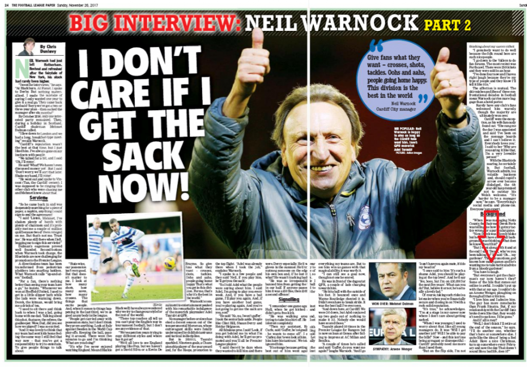 warnock on wenger abuse