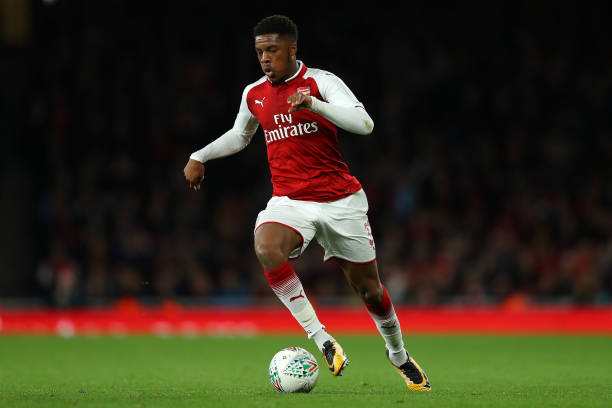 Former Arsenal striker to join Champions League top-8 club 4 LONDON, ENGLAND - OCTOBER 24: Chuba Akpom of Arsenal in action during the Carabao Cup Fourth Round match between Arsenal and Norwich City at Emirates Stadium on October 24, 2017 in London, England. (Photo by Richard Heathcote/Getty Images)