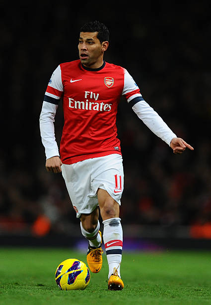 LONDON, ENGLAND - JANUARY 30: Andre Santos of Arsenal in action during the Barclays Premier League match between Arsenal and Liverpool at Emirates ...