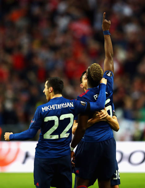 What shirt numbers could Aubameyang and Mkhitaryan get? 4 STOCKHOLM, SWEDEN - MAY 24: Paul Pogba of Manchester United celebrates scoring his sides first goal with Henrikh Mkhitaryan of Manchester United during the UEFA Europa League Final between Ajax and Manchester United at Friends Arena on May 24, 2017 in Stockholm, Sweden. (Photo by Dean Mouhtaropoulos/Getty Images)