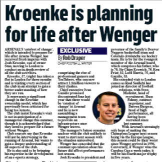 Kroenke makes massive move ahead of Arsenal overhaul 2 Mail on Sunday, 18 February, 2018