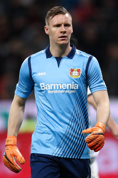 LEVERKUSEN, GERMANY - MARCH 10: Bernd Leno #1 of Bayer Leverkusen looks on during the Bundesliga match between Bayer 04 Leverkusen and Borussia Moe...