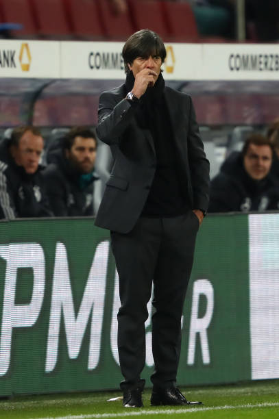COLOGNE, GERMANY - NOVEMBER 14: Joachim Loew, Manager of of Germany looks on during the international friendly match between Germany and France at RheinEnergieStadion on November 14, 2017 in Cologne, Germany. (Photo by Alexander Hassenstein/Bongarts/Getty Images)