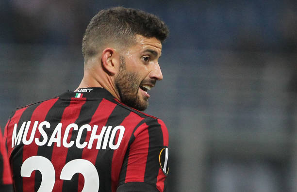 MILAN, ITALY - SEPTEMBER 28: Mateo Musacchio of AC Milan celebrates his goal during the UEFA Europa League group D match between AC Milan and HNK R...