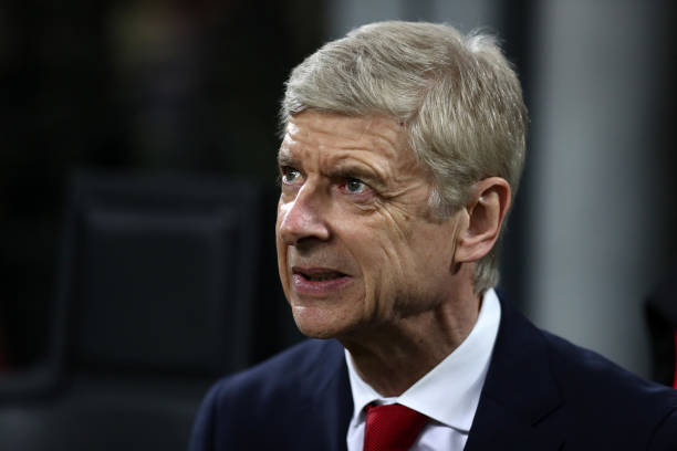 MILAN, ITALY - MARCH 08: Arsene Wenger manager / head coach of Arsenal during the UEFA Europa League Round of 16 match between AC Milan and Arsenal at the San Siro on March 8, 2018 in Milan, Italy. (Photo by Catherine Ivill/Getty Images)