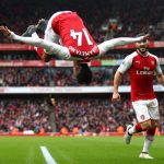 LONDON, ENGLAND - MARCH 11: Pierre-Emerick Aubameyang of Arsenal celebrates scoring the 2nd Arsenal goal with Sead Kolasinac of Arsenal during the Premier League match between Arsenal and Watford at Emirates Stadium on March 11, 2018 in London, England. (Photo by Julian Finney/Getty Images)