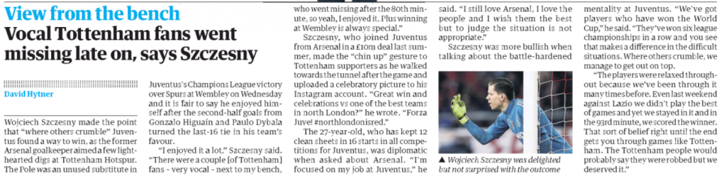 guardian 9 march 2018 szczesny