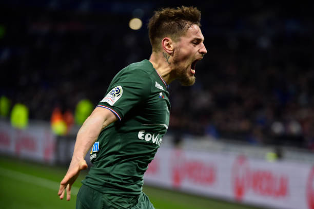 Journalist calls Debuchy 'stoic professional' despite constant moaning about Arsenal 2 Saint-Etienne's French defender Mathieu Debuchy celebrates after scoring a goal during the French L1 football match between Lyon (OL) and Saint-Etienne (ASSE) on February 25, 2018, at the Groupama stadium in Decines-Charpieu near Lyon, central-eastern France. / AFP PHOTO / ROMAIN LAFABREGUE