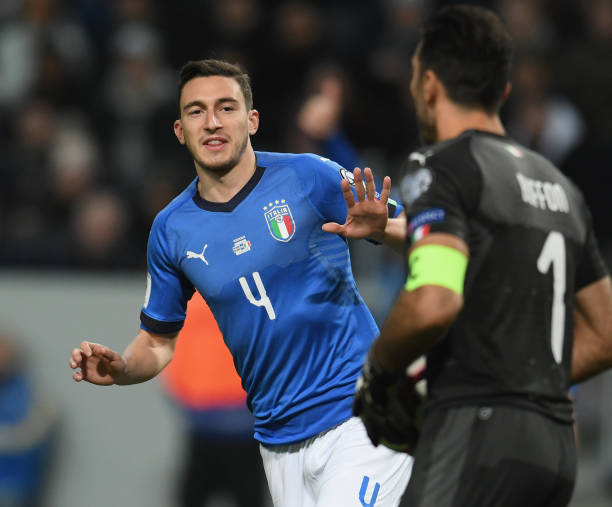 SOLNA, SWEDEN - NOVEMBER 10: Matteo Darmian of Italy looks on during the FIFA 2018 World Cup Qualifier Play-Off: First Leg between Sweden and Italy...