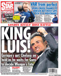 Luis Enrique stalls Chelsea hoping for Arsenal call 2 star on sunday back page luis enrique 18 march 2018
