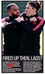 Daily Mail double down on Bellerin-Lacazette ‘fight’ 3 26 april 2018 daily mail lacazette bellerin