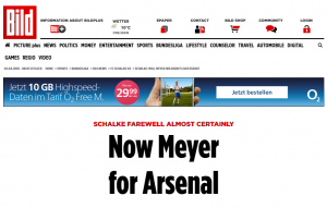 bild meyer for arsenal 2 april 2018