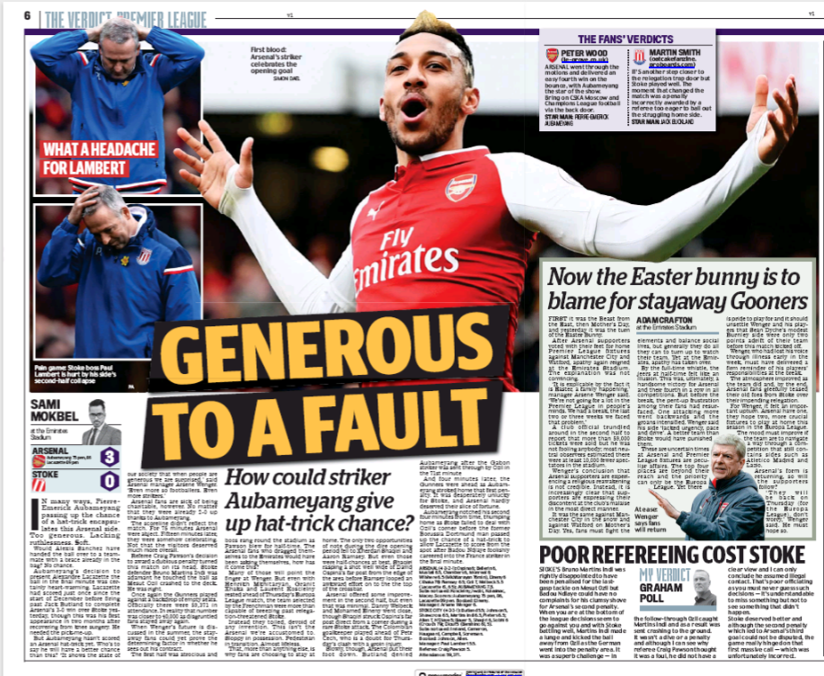 Daily Mail trash Pierre-Emerick Aubameyang's mentality 3 daily mail 2 april 2018