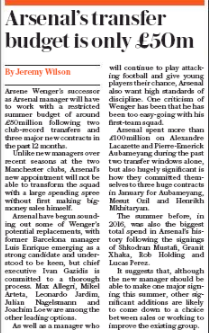 Arsenal to restrict spending of new manager 2 daily telegraph 24 april 2018 arsenal spending