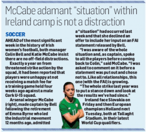 McCabe admits being aware of ‘situation’ last week 2 irish independent katie mccabe 4 april 2018