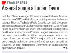 lequipe 6 april 2018 arsenal favre