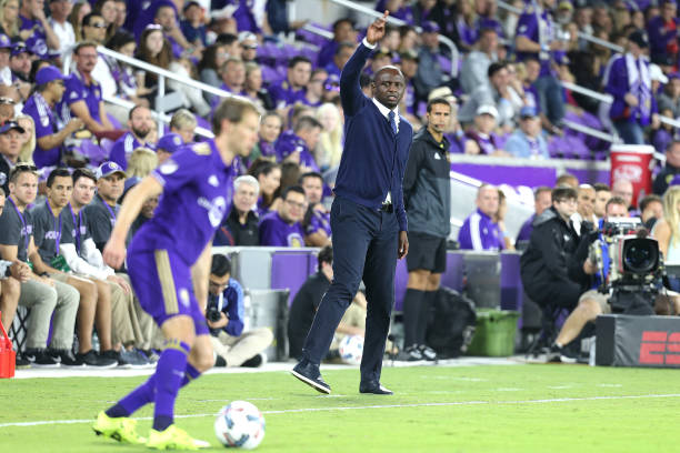 ORLANDO, FL - MARCH 05: New York City FC head coach Patrick Vieira is seen on the sideline during a MLS soccer match between New York City FC and Orlando City SC at the Orlando City Stadium on March 5, 2017 in Orlando, Florida. (Photo by Alex Menendez/Getty Images)