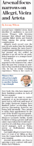 10 may 2018 daily telegraph arsenal shortllist