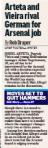 13 may 2018 mail on sunday arteta allegri