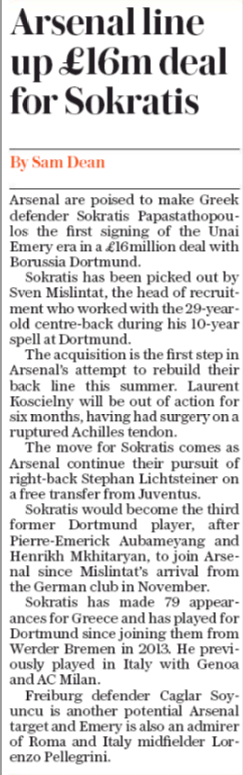 £16m Arsenal deal almost complete as Emery's rebuild gets going 2 180529 sokratis 16m