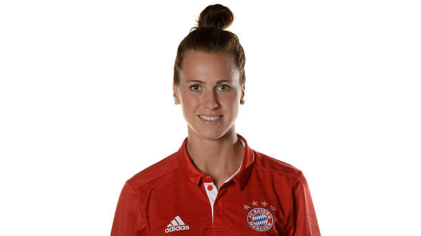 ASCHHEIM, GERMANY - SEPTEMBER 04: Viktoria Schnaderbeck of FC Bayern Muenchen poses during the Allianz Women's Bundesliga Club Tour on September 4,...