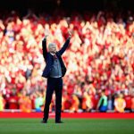 LONDON, ENGLAND - MAY 06: Arsenal manager Arsene Wenger says goodbye to the Arsenal fans after 22 years at the helm at the end of the Premier League match between Arsenal and Burnley at Emirates Stadium on May 6, 2018 in London, England. (Photo by Clive Mason/Getty Images)