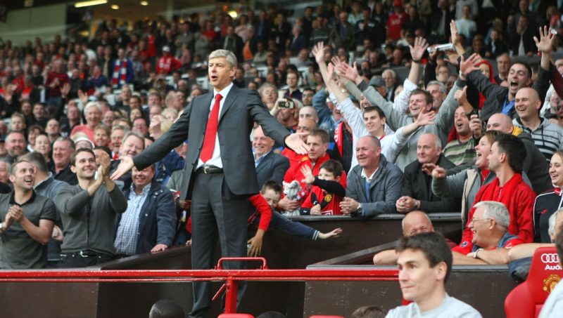 arsene wenger sent off at old trafford