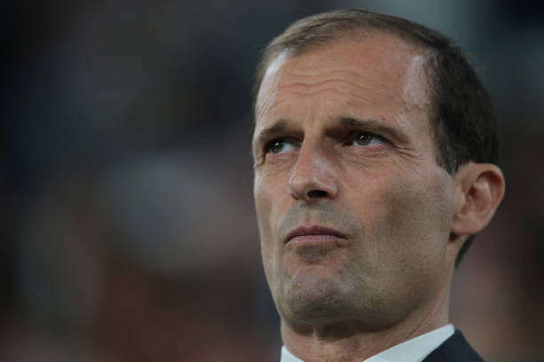 TURIN, ITALY - MAY 05: Juventus FC coach Massimiliano Allegri looks on before the serie A match between Juventus and Bologna FC at Allianz Stadium ...