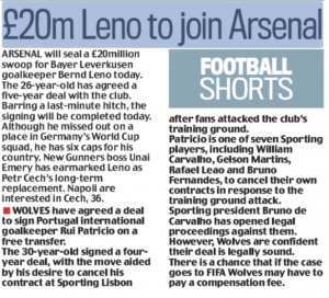 180619 daily mail bernd leno