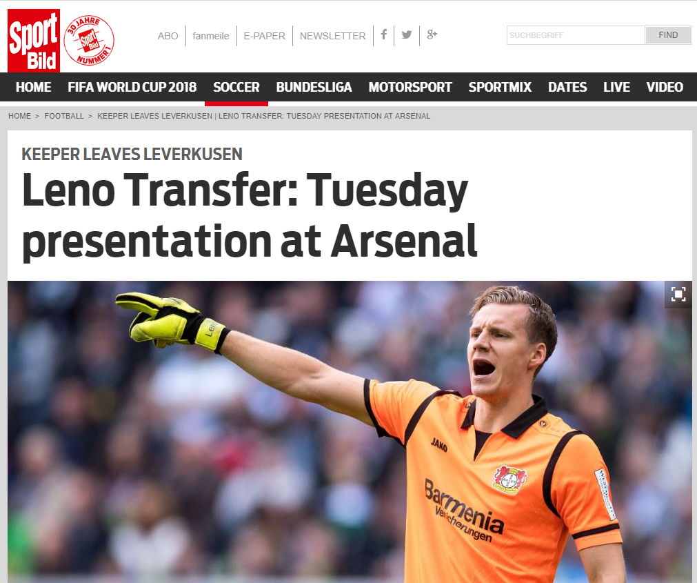 sport bild bernd leno