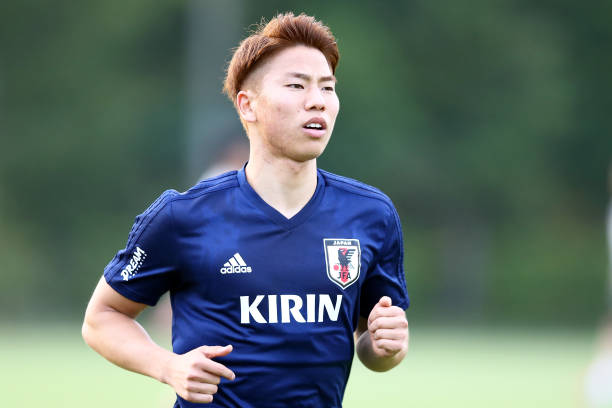 NARASHINO, JAPAN - MAY 21: Takuma Asano of Japan in action during a Japan training session at Akitsu Football Field on May 21, 2018 in Narashino, C...