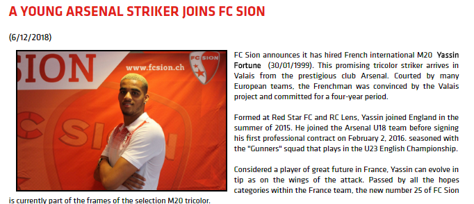 10 recently-hyped Arsenal youngsters, where are they now? 17 yassin fortune fc sion 2