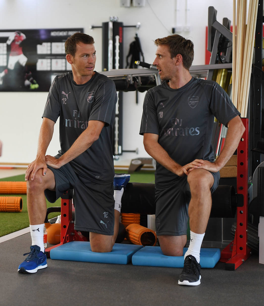 ST ALBANS, ENGLAND - JULY 30: of Arsenal during a training session at London Colney on July 30, 2018 in St Albans, England. (Photo by Stuart MacFar...