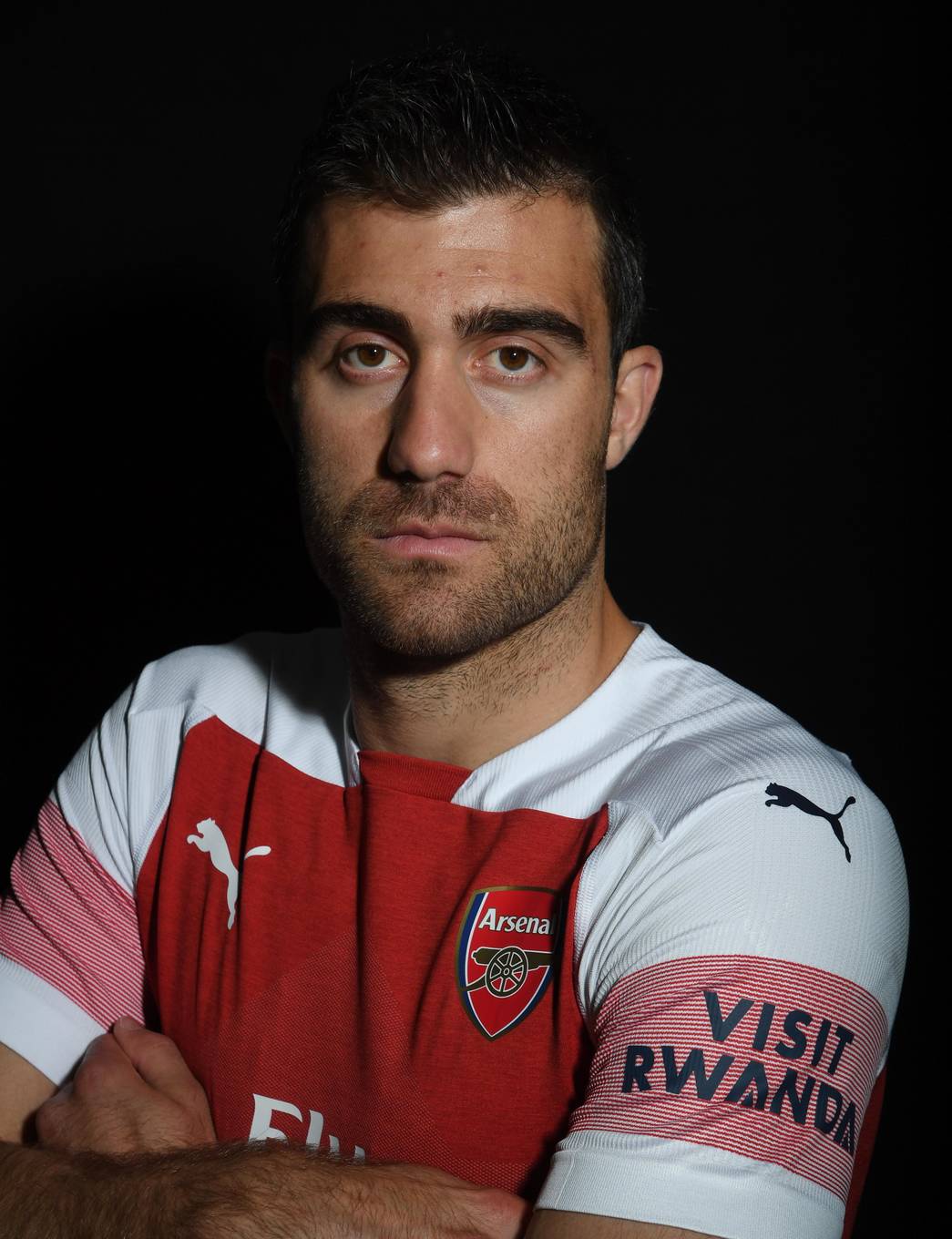Sokratis Papastathopolus of Arsenal. Arsenal Training Ground, London Colney, Hertfordshire, 5th June 2018. Credit : Stuart MacFarlane / Arsenal Foo...