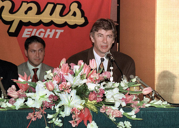 Arsene Wenger talks Unai Emery, lions, squirrels, Invincibles, joining PSG & more 9 This picture taken on January 31, 1995 shows Arsene Wenger (R), when he was appointed manager of Japanese football club Nagoya Grampus Eight, speaking at his inaugural press conference at a hotel in Nagoya, Aichi prefecture. Nearly 20 years after his brief stay in Japan Arsene Wenger's influence still echoes, following its rise from a backwater of world football to one of its emerging powers. JAPAN OUT AFP PHOTO / JIJI PRESS (