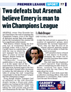 Stan Kroenke wants Unai Emery to win Champions League for Arsenal 2 180902 mail on sunday emery champions league