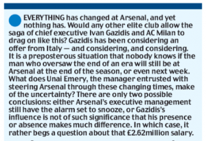 180918 daily mail martin samuel ivan gazidis