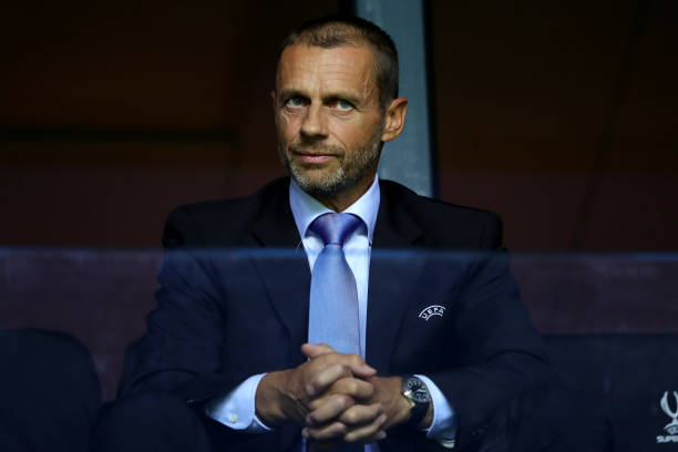 TALLINN, ESTONIA - AUGUST 15: UEFA President, Aleksander Ceferin looks on during the UEFA Super Cup between Real Madrid and Atletico Madrid at Lillekula Stadium on August 15, 2018 in Tallinn, Estonia. (Photo by Alexander Hassenstein/Getty Images)