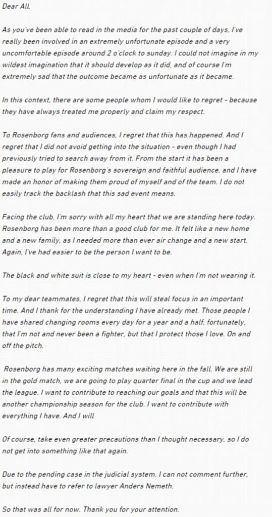 Bendtner statement