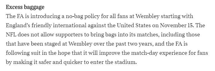 Times mislead on FA's new bag policy 2 181002 times fa no bags