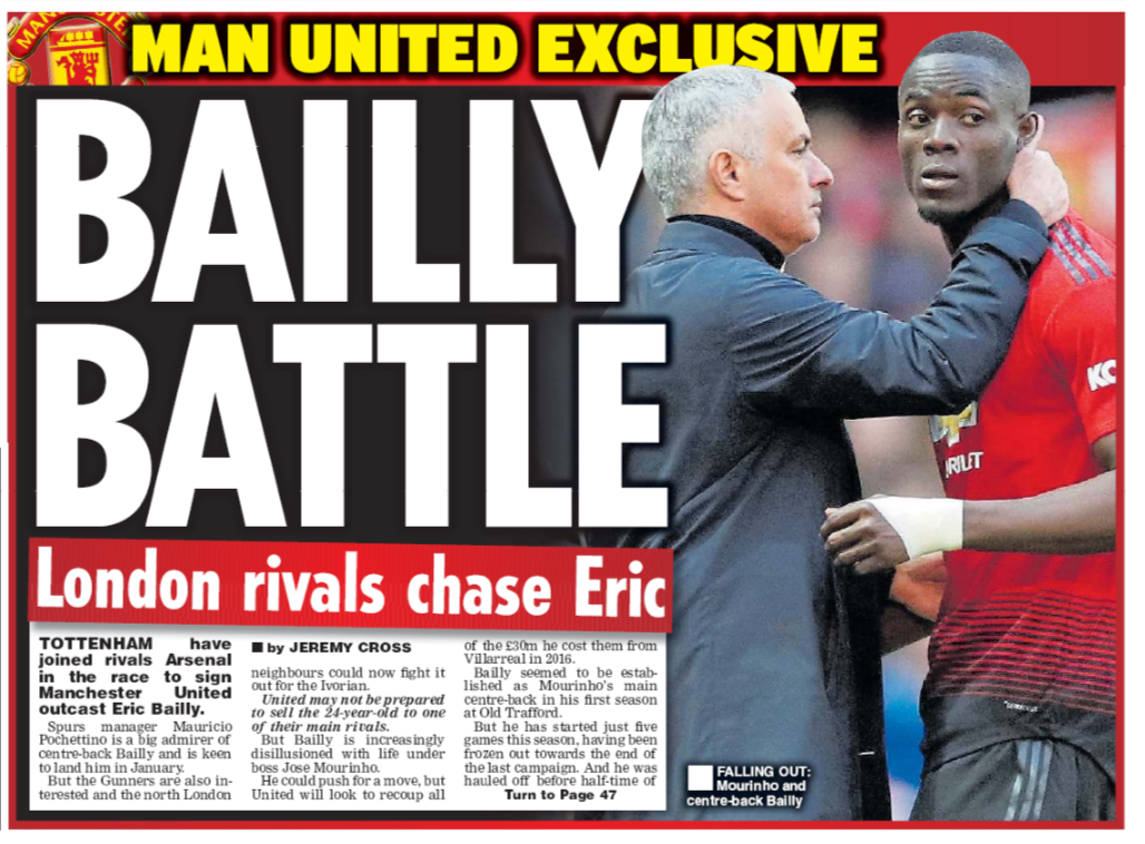 Tottenham join Arsenal in race for Manchester United ‘outcast’ 2 181011 daily star arsenal tottenham bailly