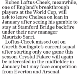 Chelsea decision means no move for Arsenal 4 181014 mail on sunday arsenal loftus cheek