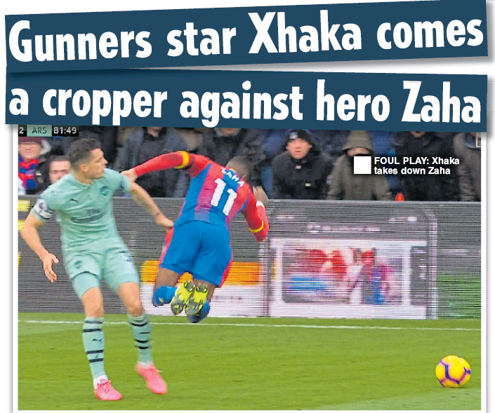 Media ignore Wilfried Zaha's dive to focus on Alexandre Lacazette handball 5 Crystal Palace v Arsenal, Daily Star 29 October 2018