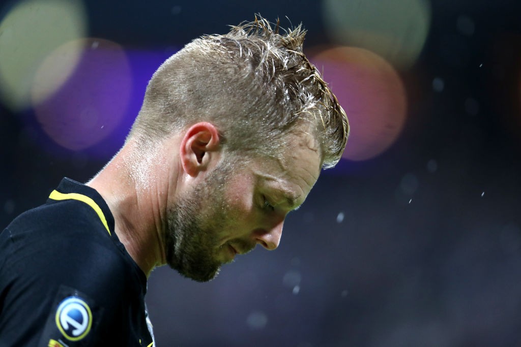 STOCKHOLM, SWEDEN - AUGUST 26: Sebastian Larsson of AIK looks on during the Allsvenskan match between AIK and Trelleborgs FF at Friends Arena on Au...