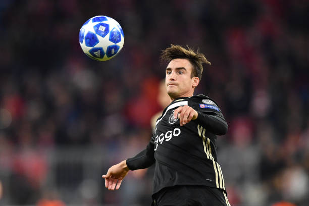 Arsenal identify Nicolas Tagliafico as ball-winning Nacho Monreal replacement 4 MUNICH, GERMANY - OCTOBER 02: Nicolas Tagliafico of Ajax plays the ball during the Group E match of the UEFA Champions League between FC Bayern Muenchen and Ajax at Allianz Arena on October 2, 2018 in Munich, Germany. (Photo by Sebastian Widmann/Bongarts/Getty Images)